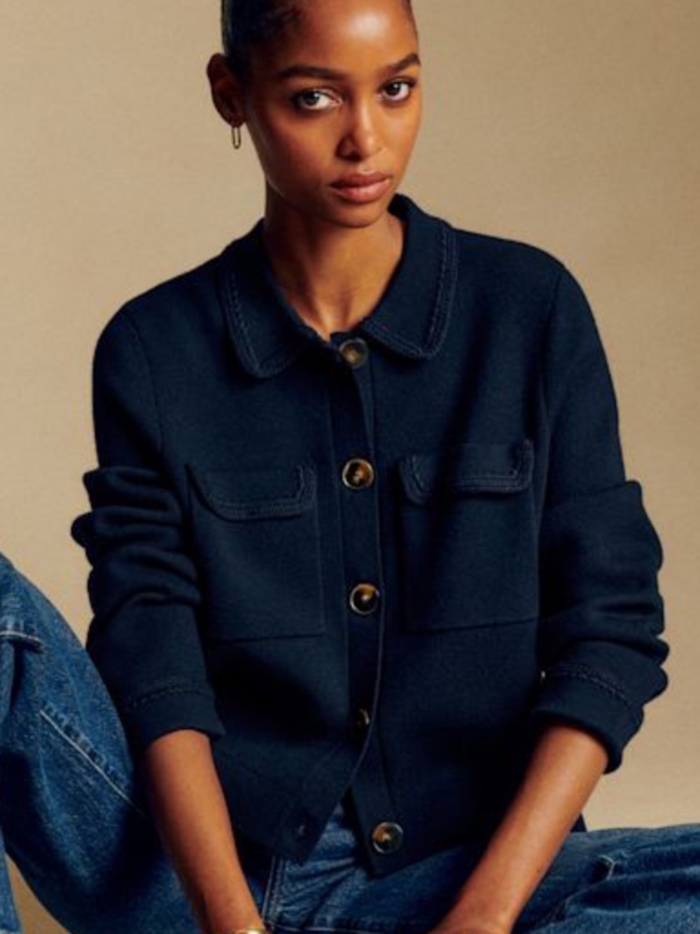 Sezane Betty Cardigan - Navy (S)